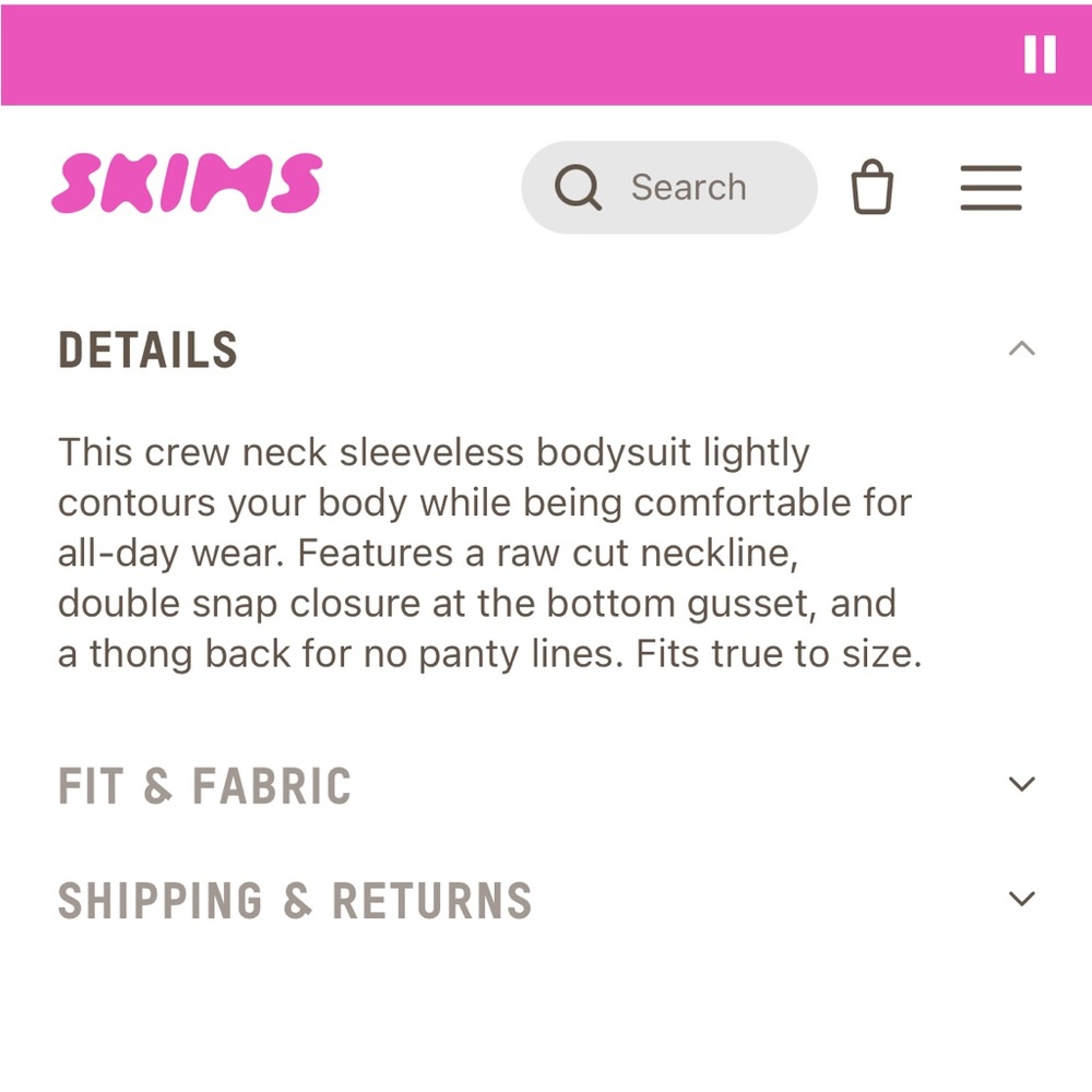 SKIMS ESSENTIAL CREW NECK SLEEVELESS BODYSUIT (NWT) - Picture 4 of 7